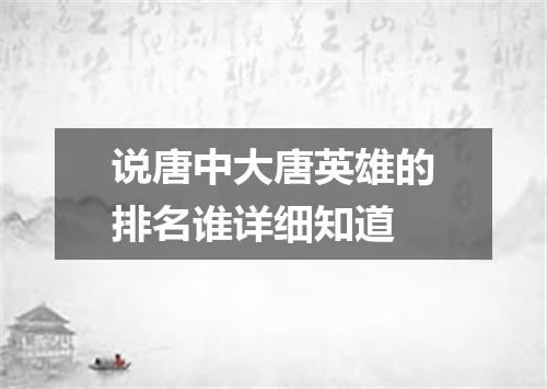 说唐中大唐英雄的排名谁详细知道