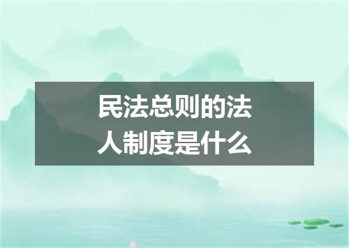民法总则的法人制度是什么