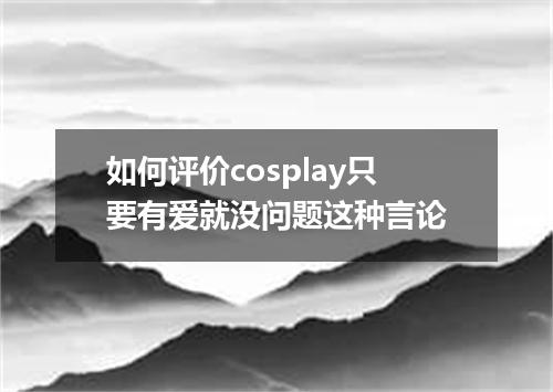 如何评价cosplay只要有爱就没问题这种言论