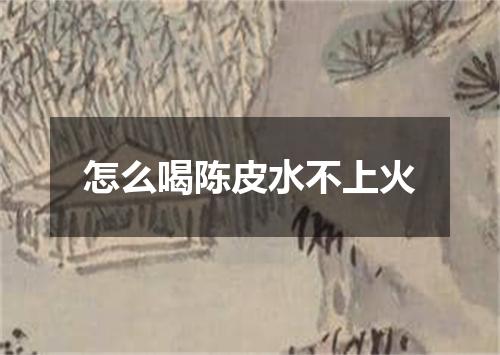 怎么喝陈皮水不上火