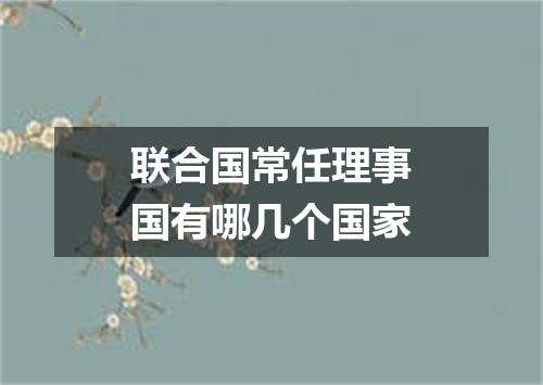 联合国常任理事国有哪几个国家