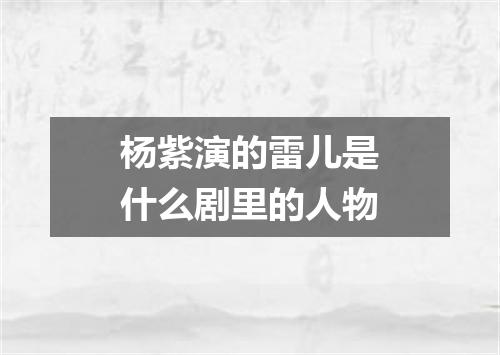 杨紫演的雷儿是什么剧里的人物
