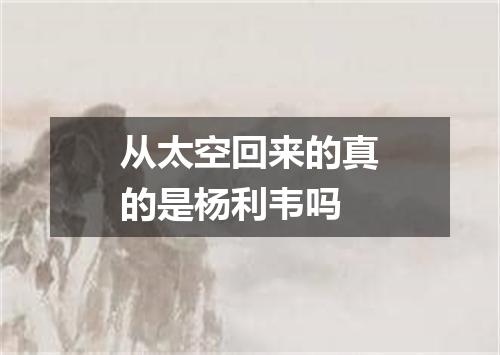 从太空回来的真的是杨利韦吗