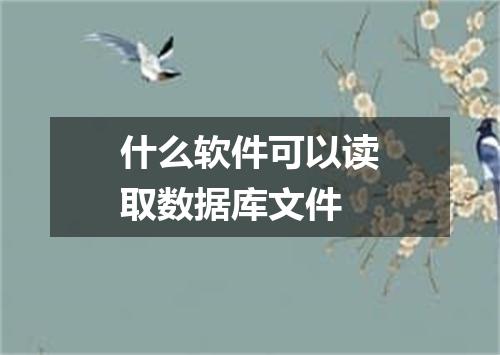 什么软件可以读取数据库文件