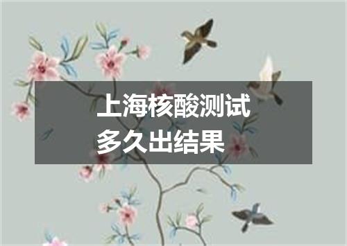 上海核酸测试多久出结果