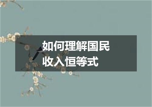 如何理解国民收入恒等式