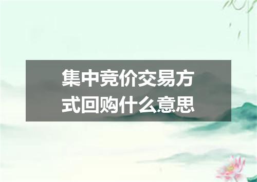 集中竞价交易方式回购什么意思