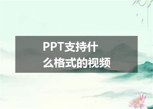 PPT支持什么格式的视频