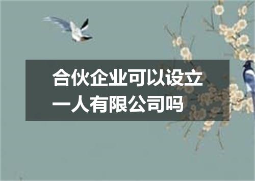 合伙企业可以设立一人有限公司吗