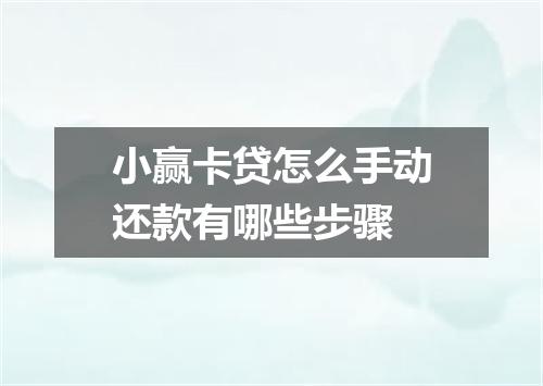 小赢卡贷怎么手动还款有哪些步骤