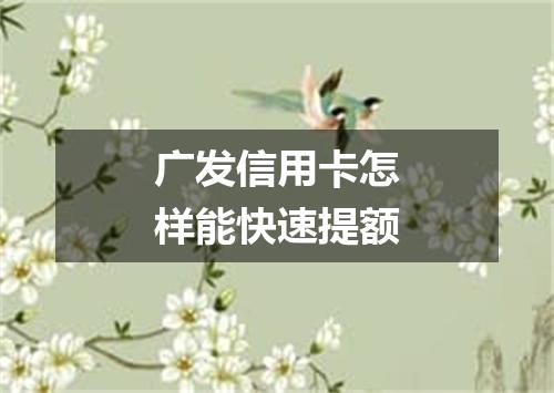 广发信用卡怎样能快速提额