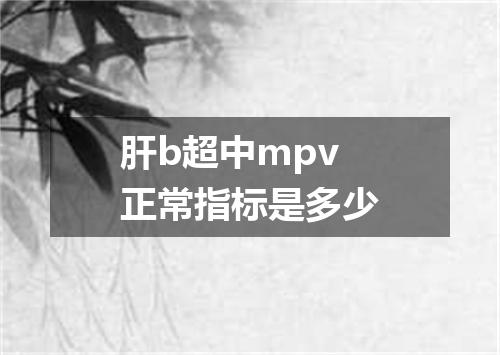 肝b超中mpv正常指标是多少