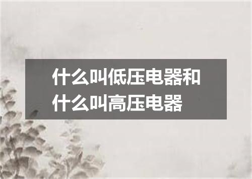 什么叫低压电器和什么叫高压电器
