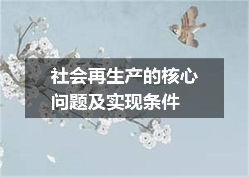 社会再生产的核心问题及实现条件