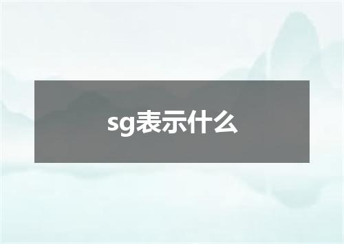 sg表示什么