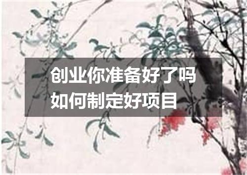 创业你准备好了吗如何制定好项目