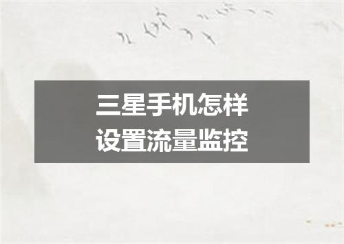 三星手机怎样设置流量监控