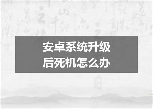 安卓系统升级后死机怎么办