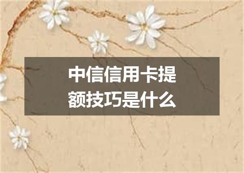中信信用卡提额技巧是什么