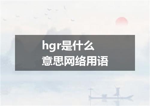 hgr是什么意思网络用语