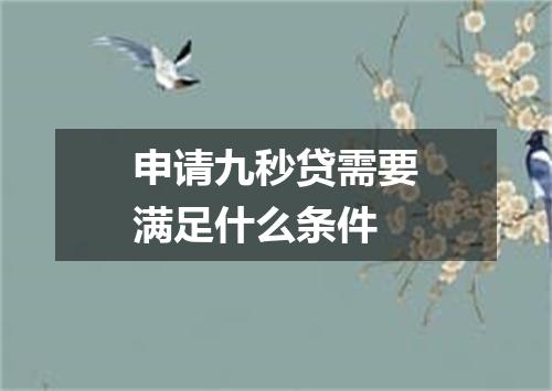 申请九秒贷需要满足什么条件