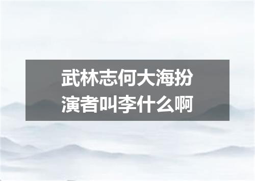 武林志何大海扮演者叫李什么啊