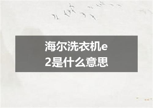 海尔洗衣机e2是什么意思
