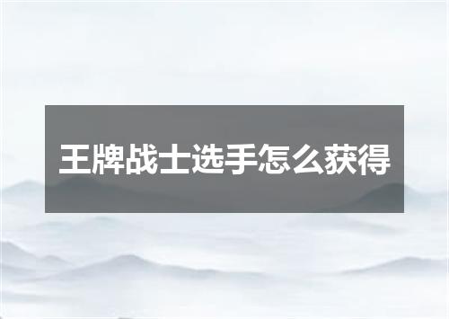 王牌战士选手怎么获得
