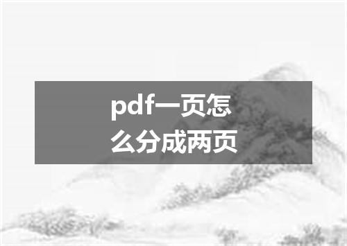 pdf一页怎么分成两页