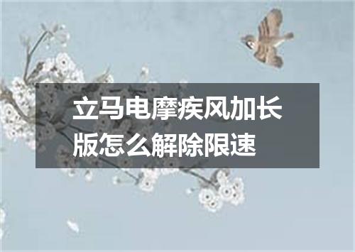 立马电摩疾风加长版怎么解除限速