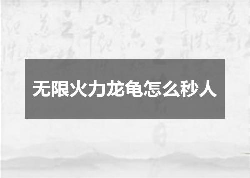 无限火力龙龟怎么秒人