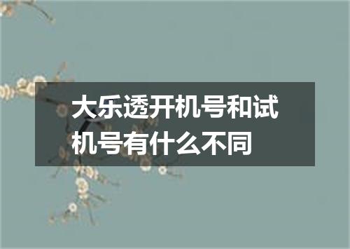 大乐透开机号和试机号有什么不同