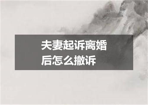 夫妻起诉离婚后怎么撤诉