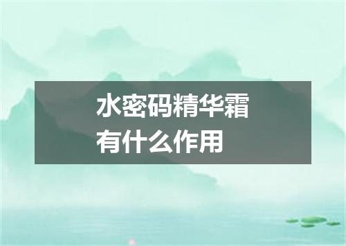 水密码精华霜有什么作用