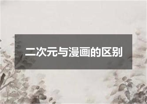 二次元与漫画的区别