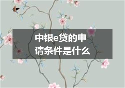中银e贷的申请条件是什么