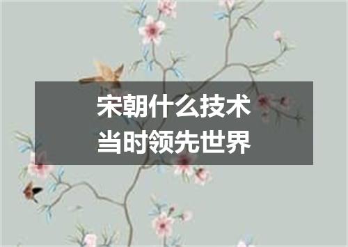 宋朝什么技术当时领先世界