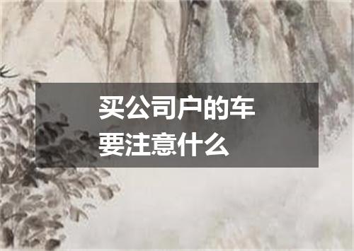 买公司户的车要注意什么