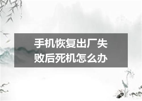手机恢复出厂失败后死机怎么办