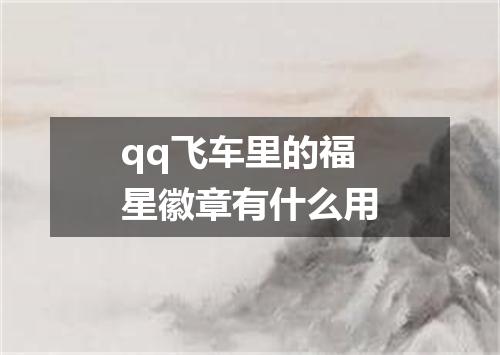 qq飞车里的福星徽章有什么用