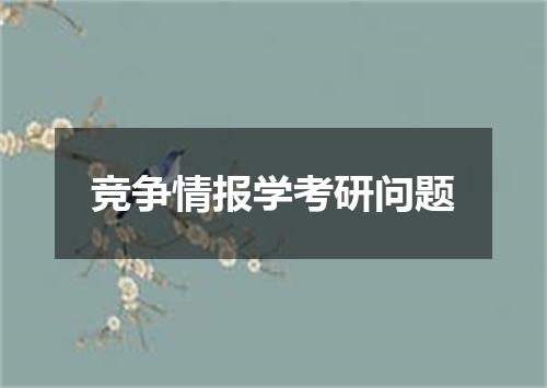 竞争情报学考研问题