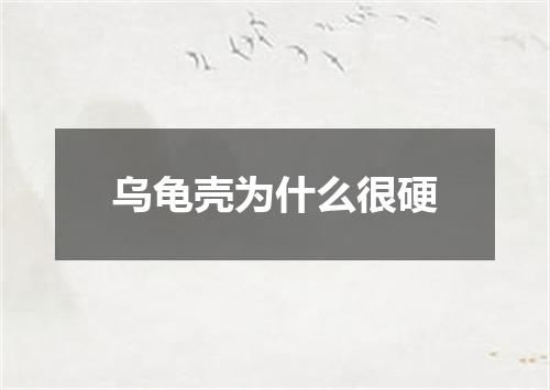 乌龟壳为什么很硬