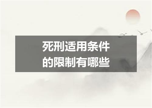 死刑适用条件的限制有哪些
