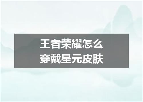 王者荣耀怎么穿戴星元皮肤