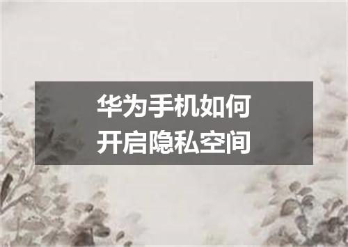 华为手机如何开启隐私空间