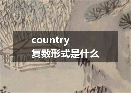 country复数形式是什么