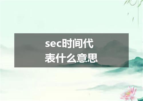 sec时间代表什么意思
