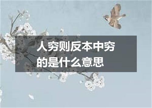 人穷则反本中穷的是什么意思
