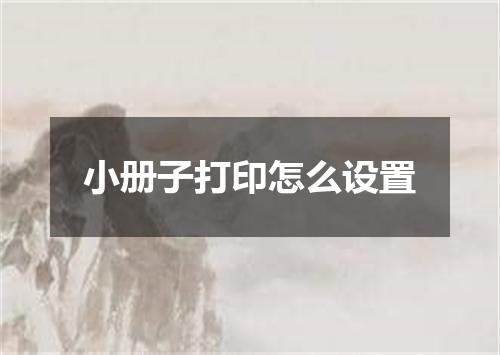 小册子打印怎么设置