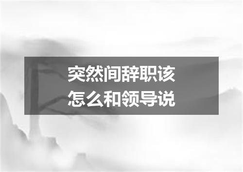 突然间辞职该怎么和领导说